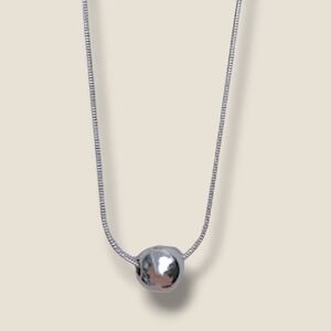 Silver Stainless Steel Ball Pendent And BBB  Snake Chain Necklace Choker